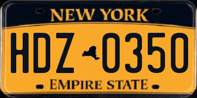 NY license plate HDZ0350