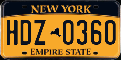 NY license plate HDZ0360