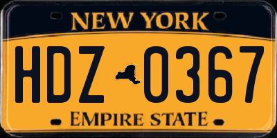 NY license plate HDZ0367