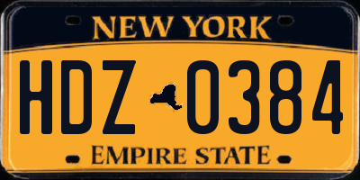 NY license plate HDZ0384