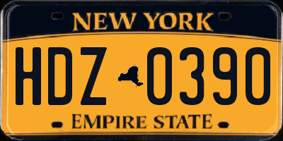 NY license plate HDZ0390