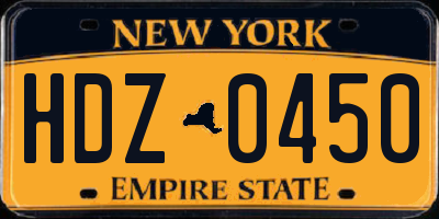 NY license plate HDZ0450