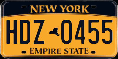NY license plate HDZ0455