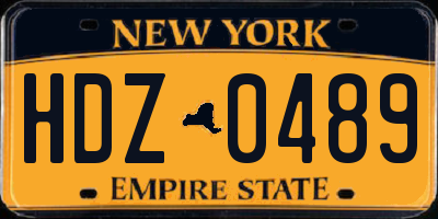NY license plate HDZ0489