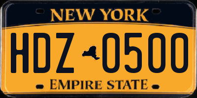 NY license plate HDZ0500