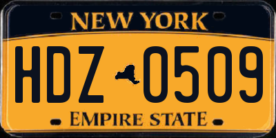 NY license plate HDZ0509