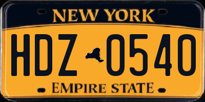 NY license plate HDZ0540