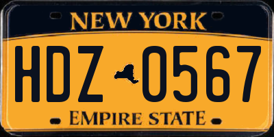 NY license plate HDZ0567