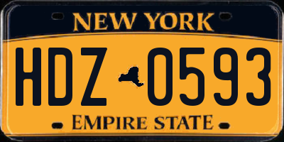 NY license plate HDZ0593