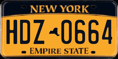 NY license plate HDZ0664