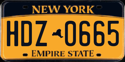NY license plate HDZ0665