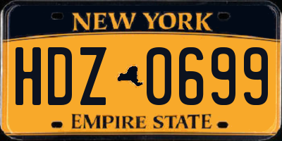 NY license plate HDZ0699