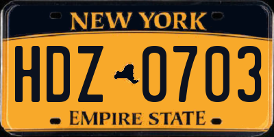 NY license plate HDZ0703
