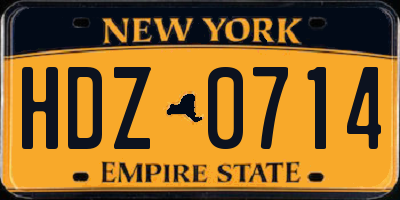 NY license plate HDZ0714