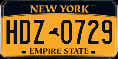 NY license plate HDZ0729