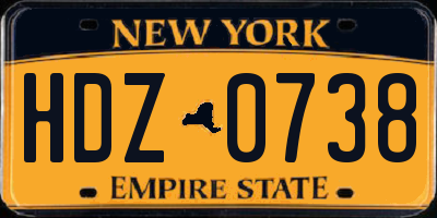 NY license plate HDZ0738