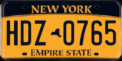 NY license plate HDZ0765