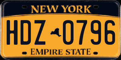 NY license plate HDZ0796