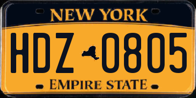 NY license plate HDZ0805
