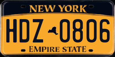 NY license plate HDZ0806