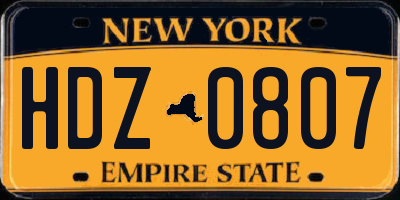 NY license plate HDZ0807