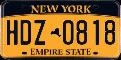 NY license plate HDZ0818