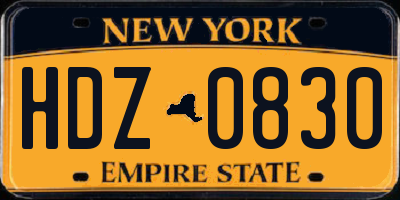 NY license plate HDZ0830