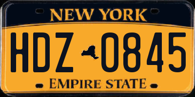 NY license plate HDZ0845