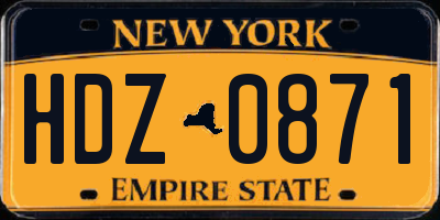 NY license plate HDZ0871