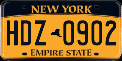 NY license plate HDZ0902