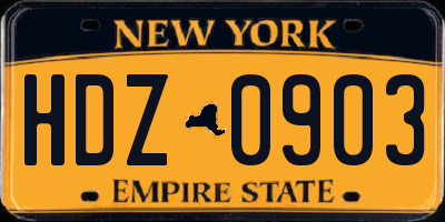 NY license plate HDZ0903