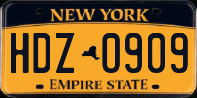 NY license plate HDZ0909