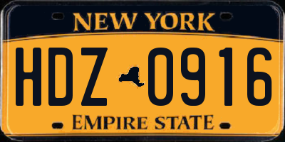 NY license plate HDZ0916