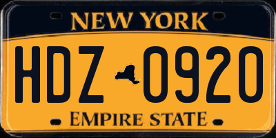 NY license plate HDZ0920