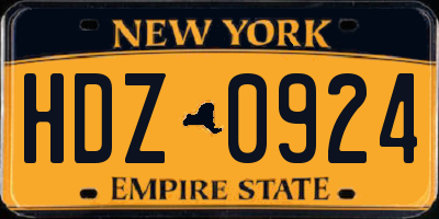 NY license plate HDZ0924