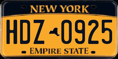 NY license plate HDZ0925