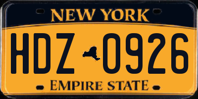 NY license plate HDZ0926
