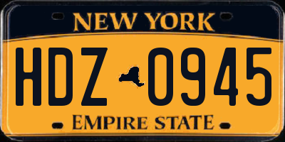 NY license plate HDZ0945