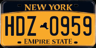 NY license plate HDZ0959