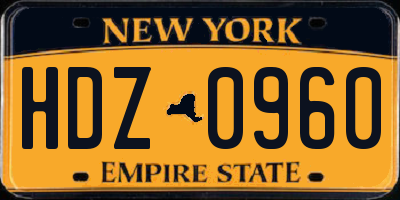 NY license plate HDZ0960