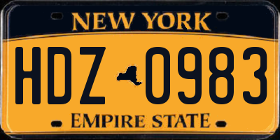 NY license plate HDZ0983