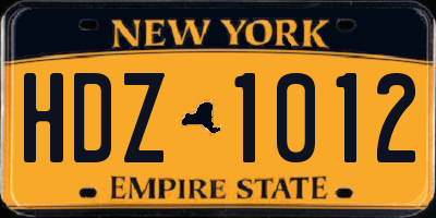 NY license plate HDZ1012