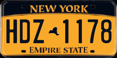 NY license plate HDZ1178