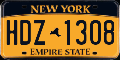 NY license plate HDZ1308