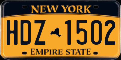 NY license plate HDZ1502