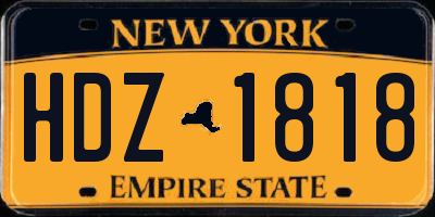 NY license plate HDZ1818