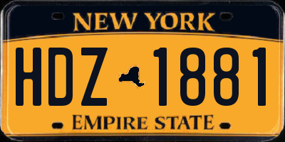 NY license plate HDZ1881