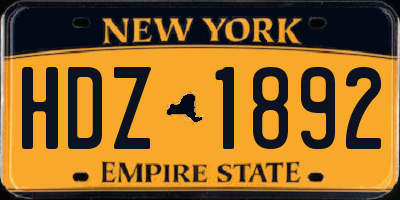 NY license plate HDZ1892