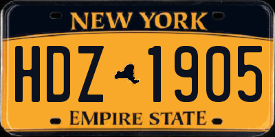 NY license plate HDZ1905