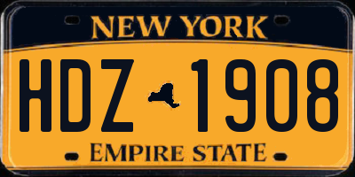 NY license plate HDZ1908